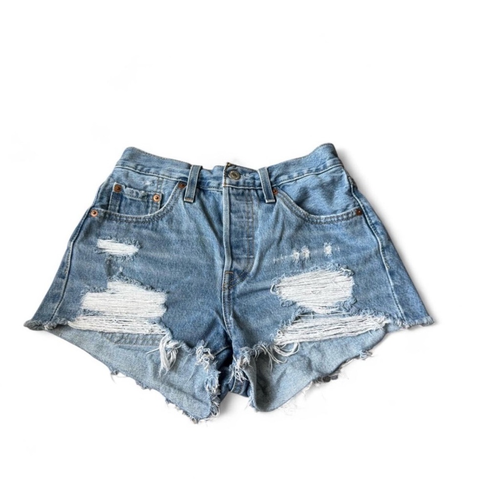 Levi's High Waist Blue Denim Shorts